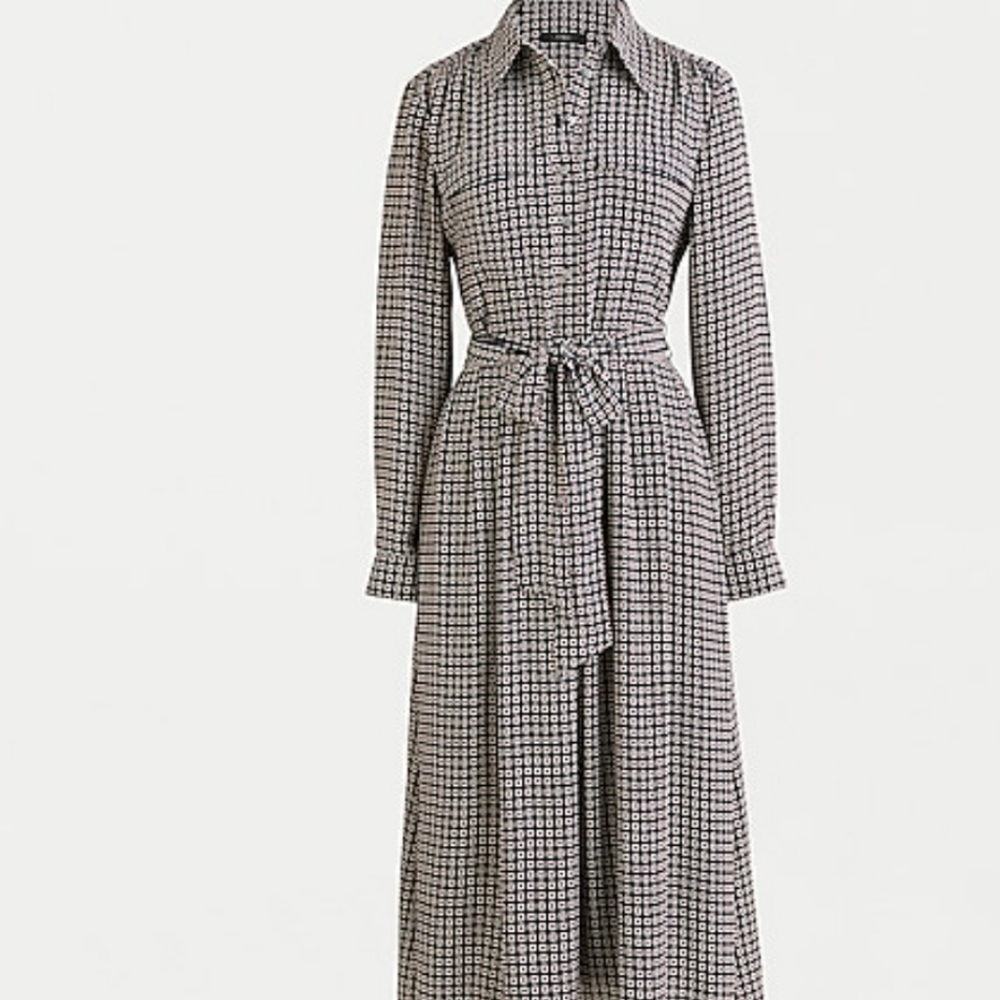 Jcrew button-frond dress in geometric print